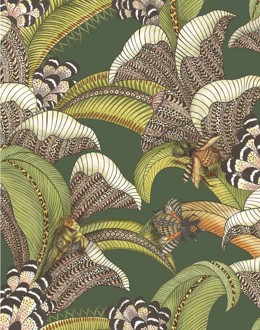 Hoopoe Leaves, Spring Green And Coral 119-1003