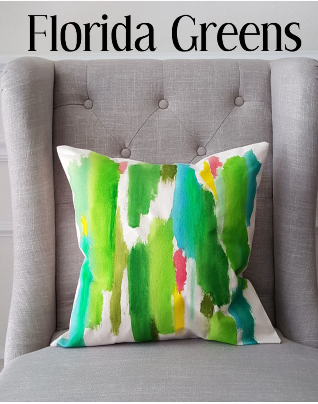 Julie Kay Hand Painted Watercolor Pillow Cover, Florida Greens