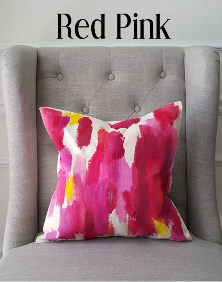 Julie Kay Hand Painted Watercolor Pillow Cover, Red Pink