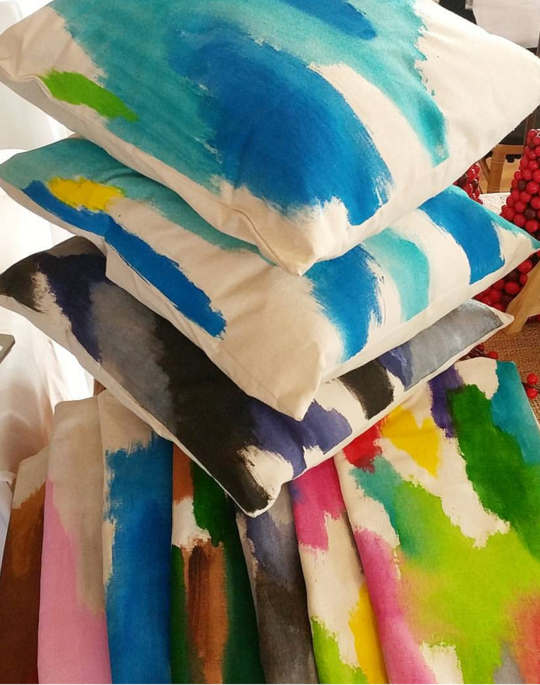 Julie Kay Hand Painted Watercolor Pillow Cover, Multi Colored