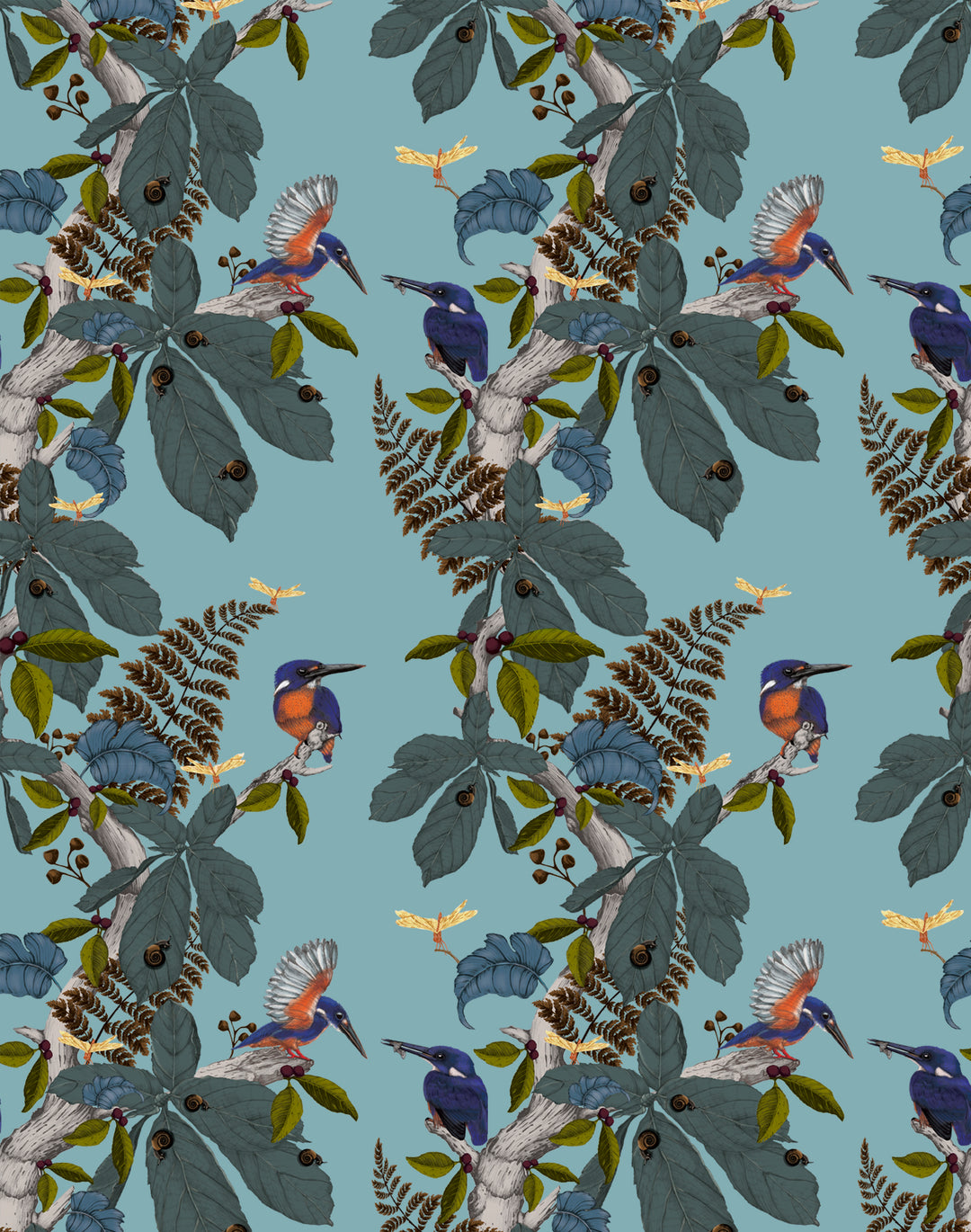 Kingfisher, Original on Blue