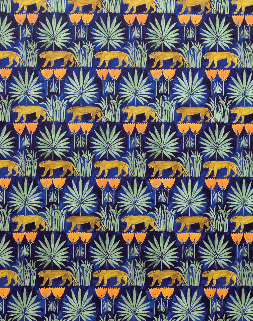 lioness and palms wallpaper