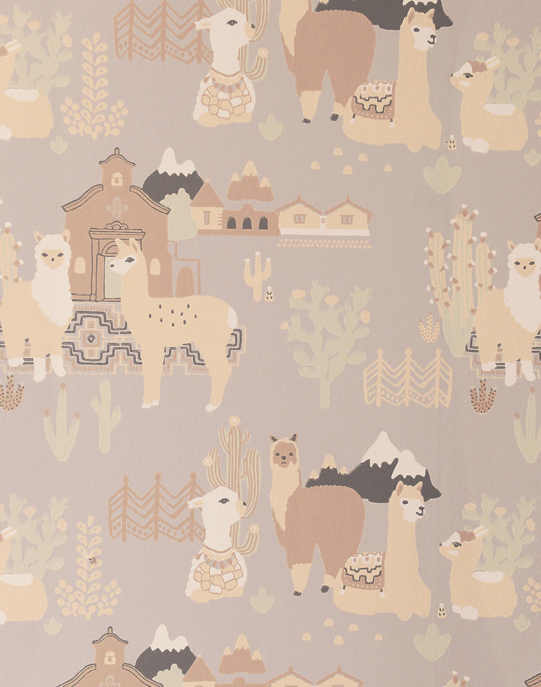 Llama Village, Soft Grey 143-01