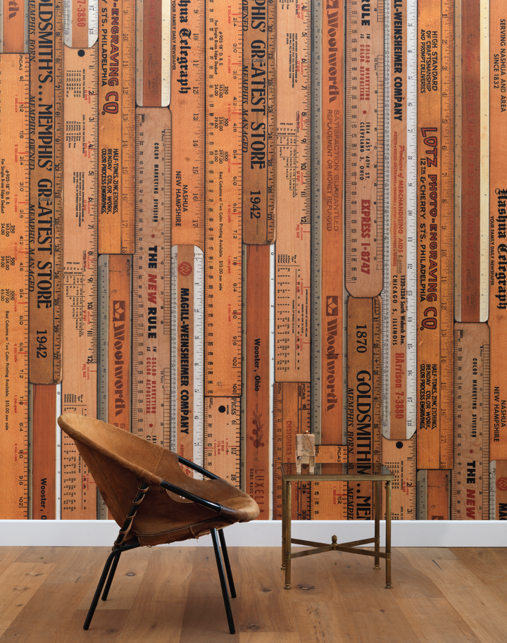 MRV-06 Large Printed Rulers Wallpaper by Mr & Mrs Vintage