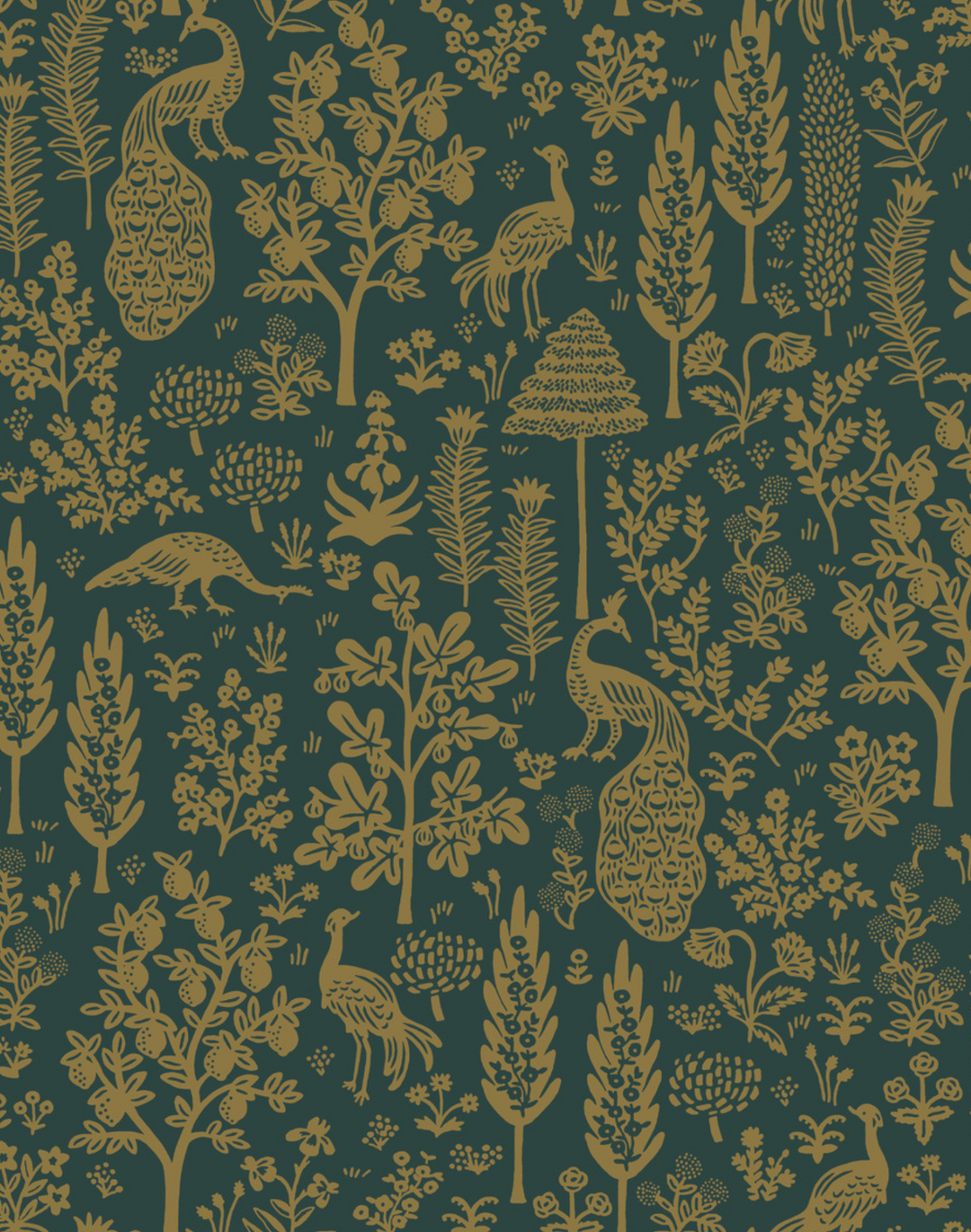 Menagerie Toile Emerald & Metallic Gold RP7373