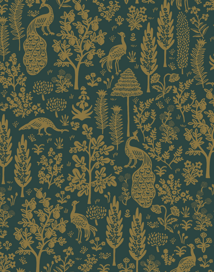 Menagerie Toile Emerald & Metallic Gold RP7373