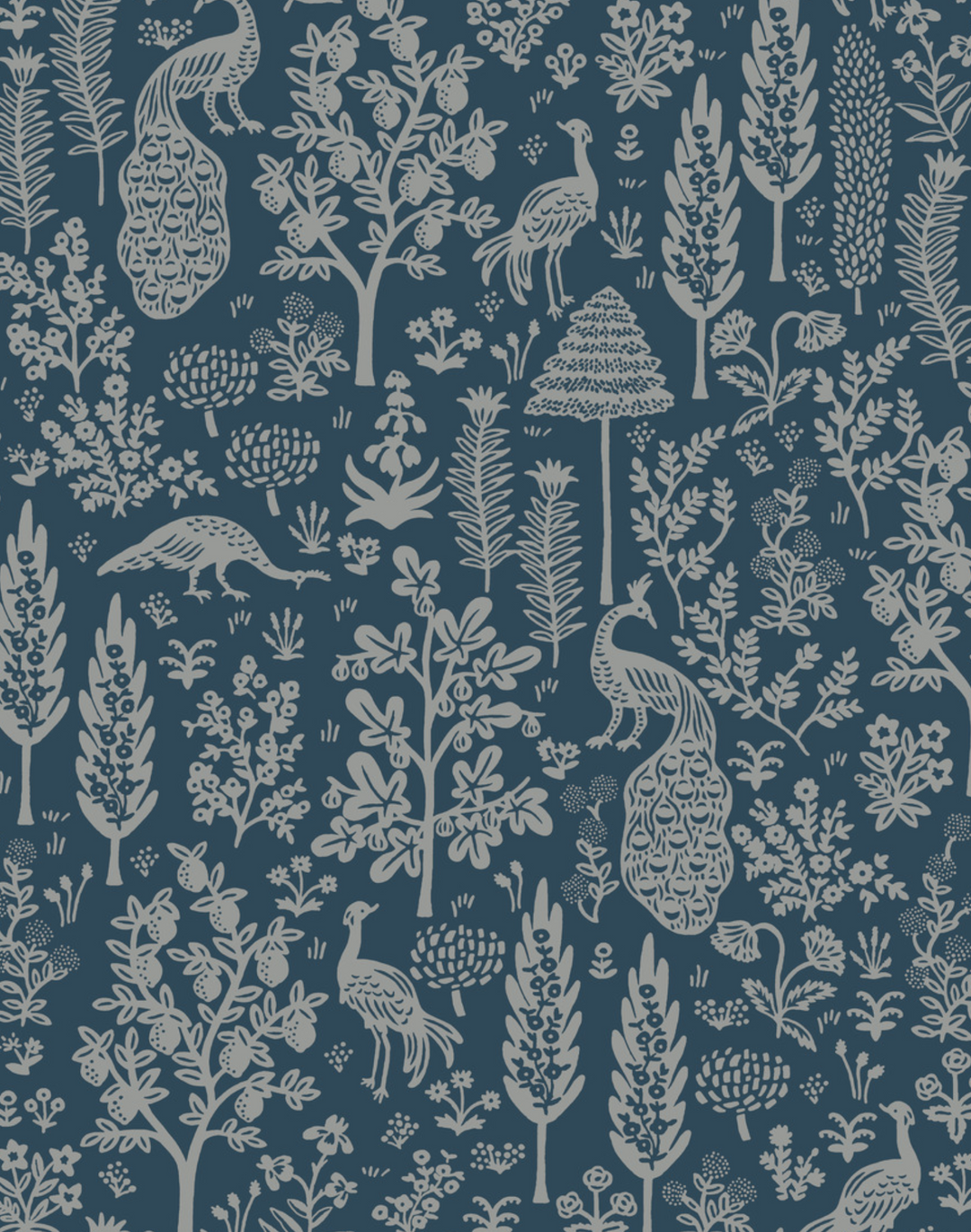 Menagerie Toile Navy & Metallic Silver RP7372