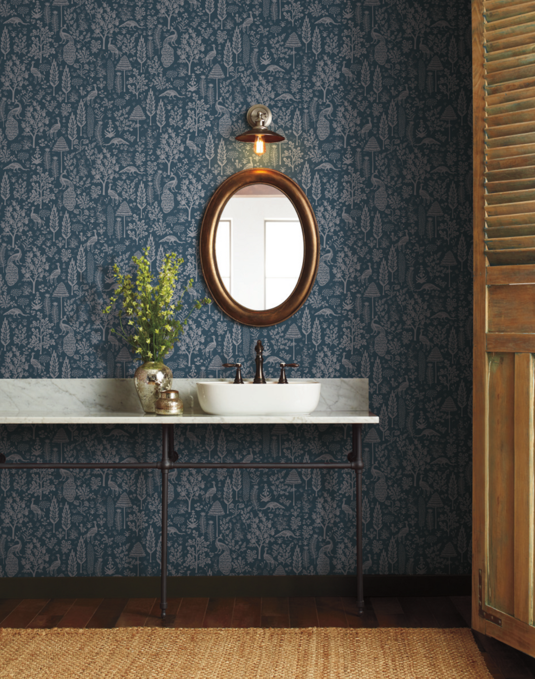 Menagerie Toile Navy & Metallic Silver RP7372