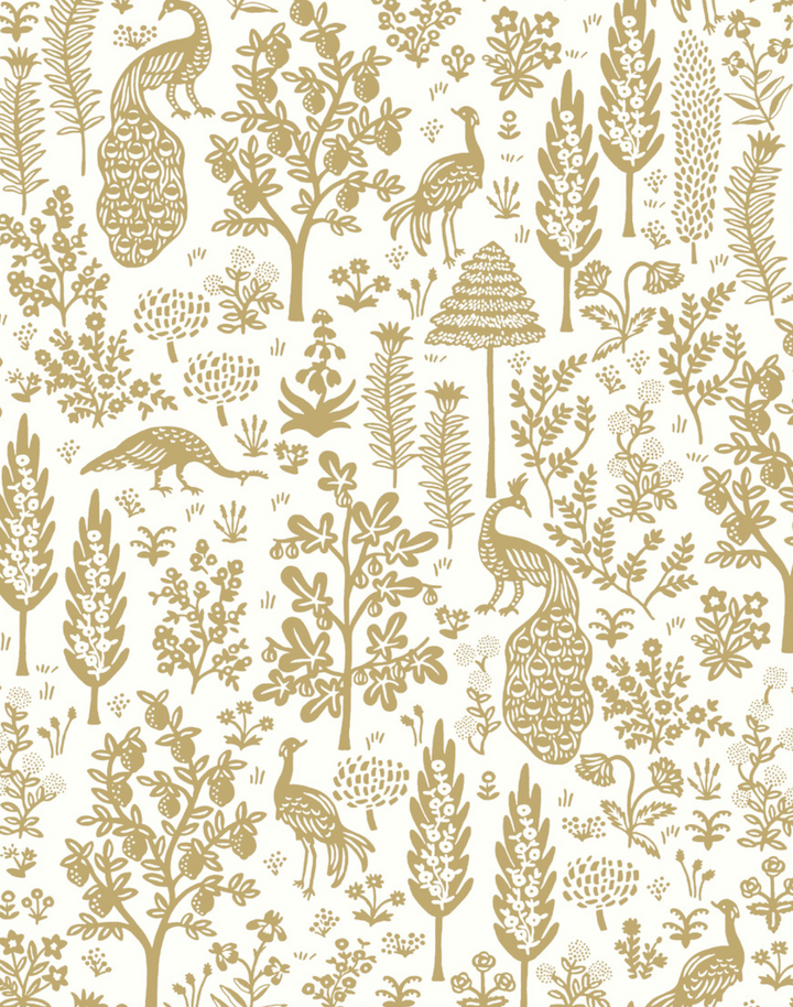 Menagerie Toile White & Metallic Gold RP7371
