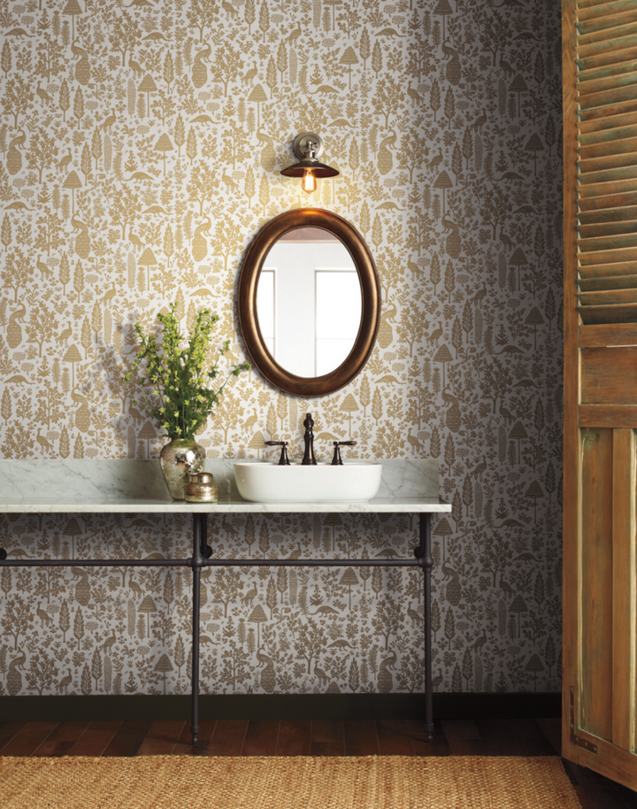 Menagerie Toile White & Metallic Gold RP7371