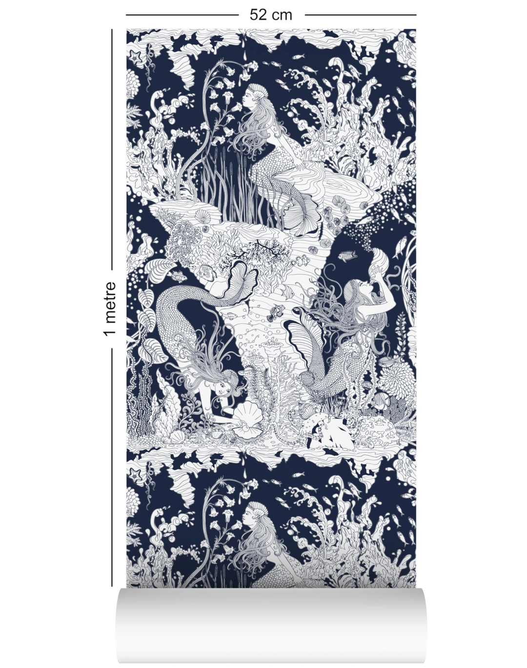 Mermaids Wallpaper, Navy