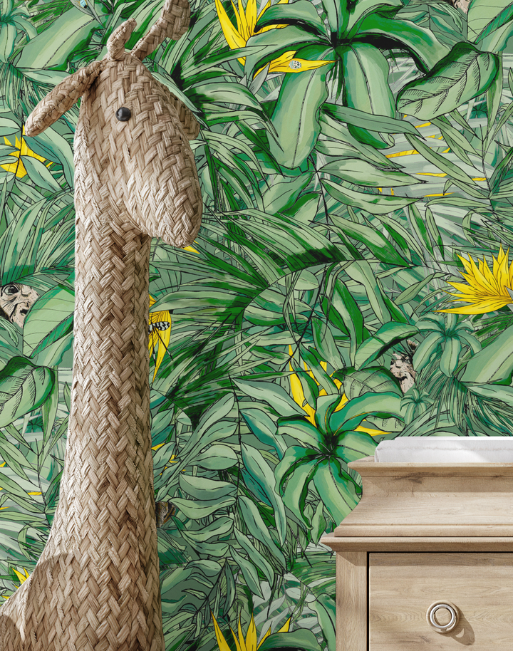 MONKEY FOREST DARK GREEN & YELLOW