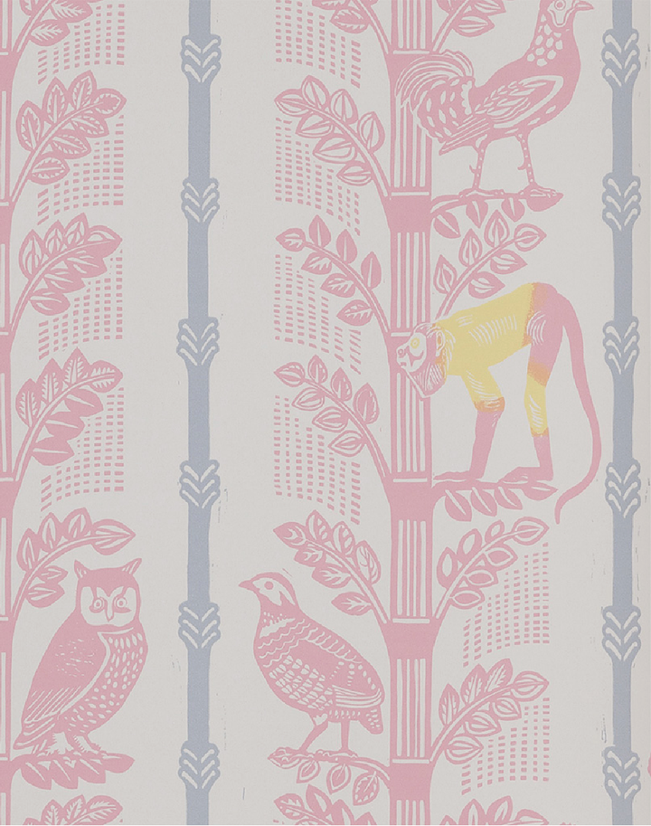 Monkeys & Birds, Rose/Grey Parma