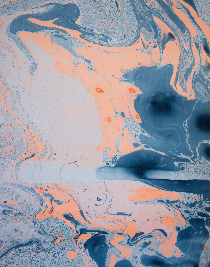 Ocean Marble Panel in Dark Blue & Neon Orange