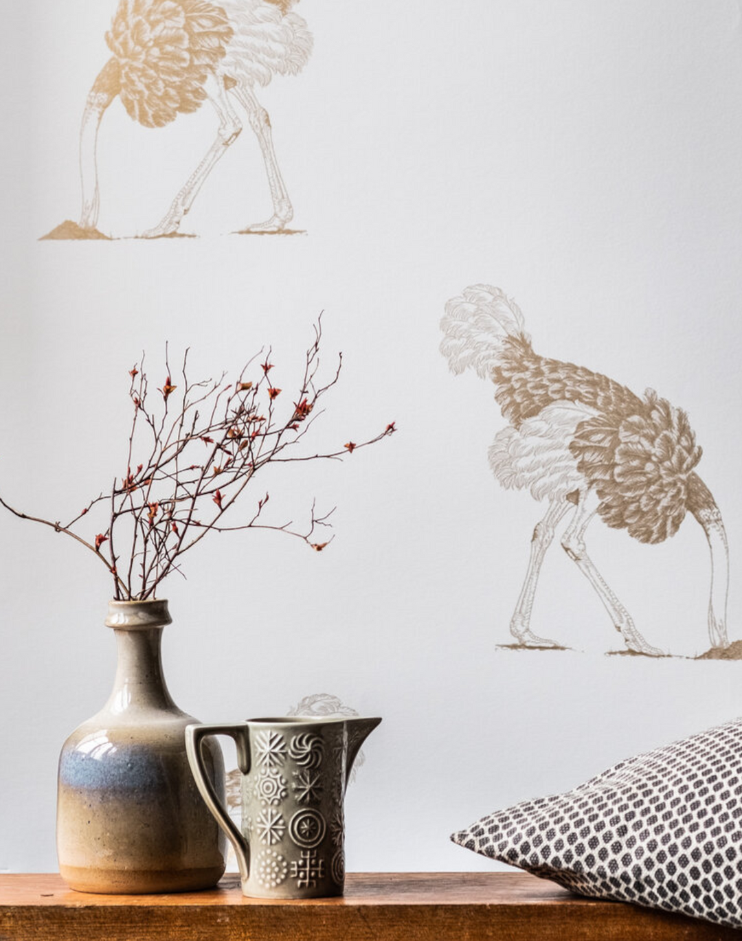 Ostrich Large, Gold Leaf on Bone