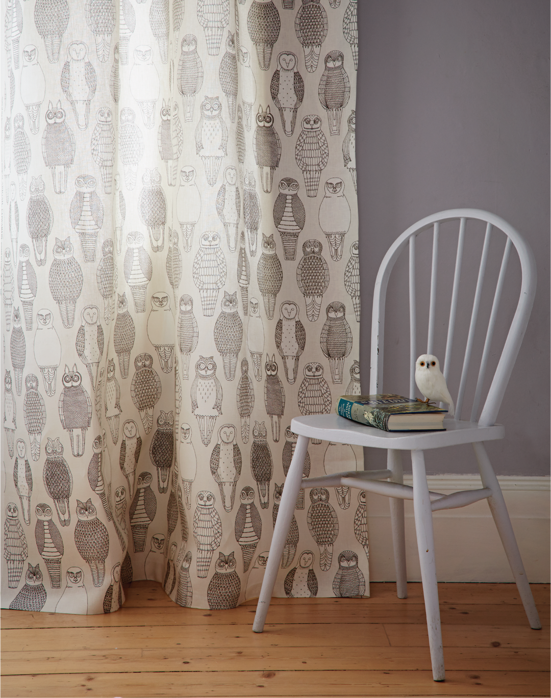 Owls of the British Isles Linen Fabric