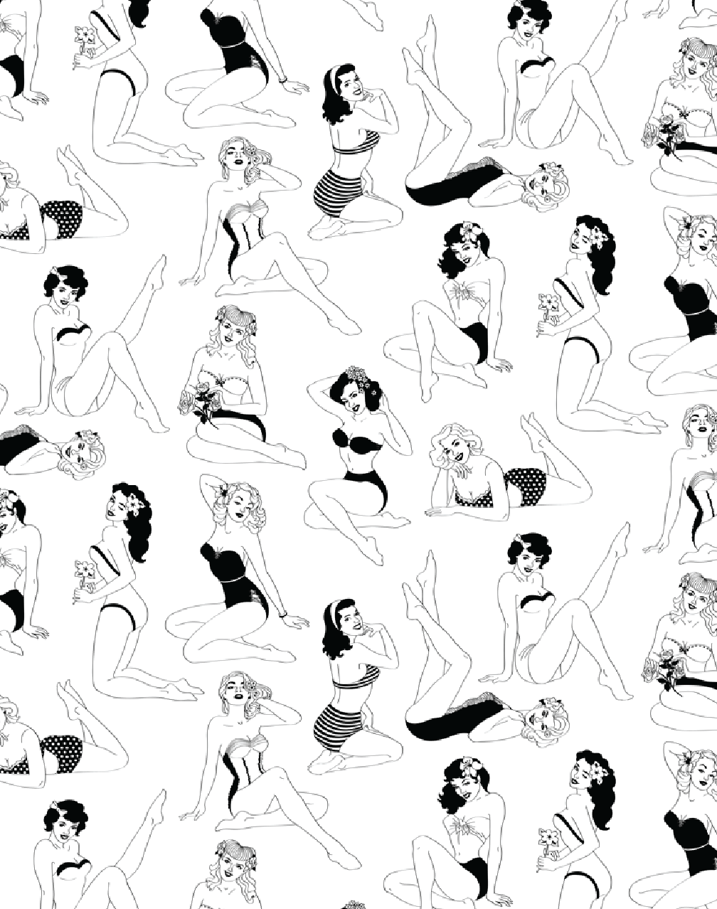 Pin-Up Wallpaper, Black and White