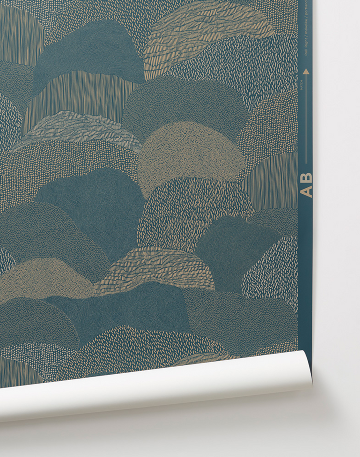 Roll Right, Gold on Blue