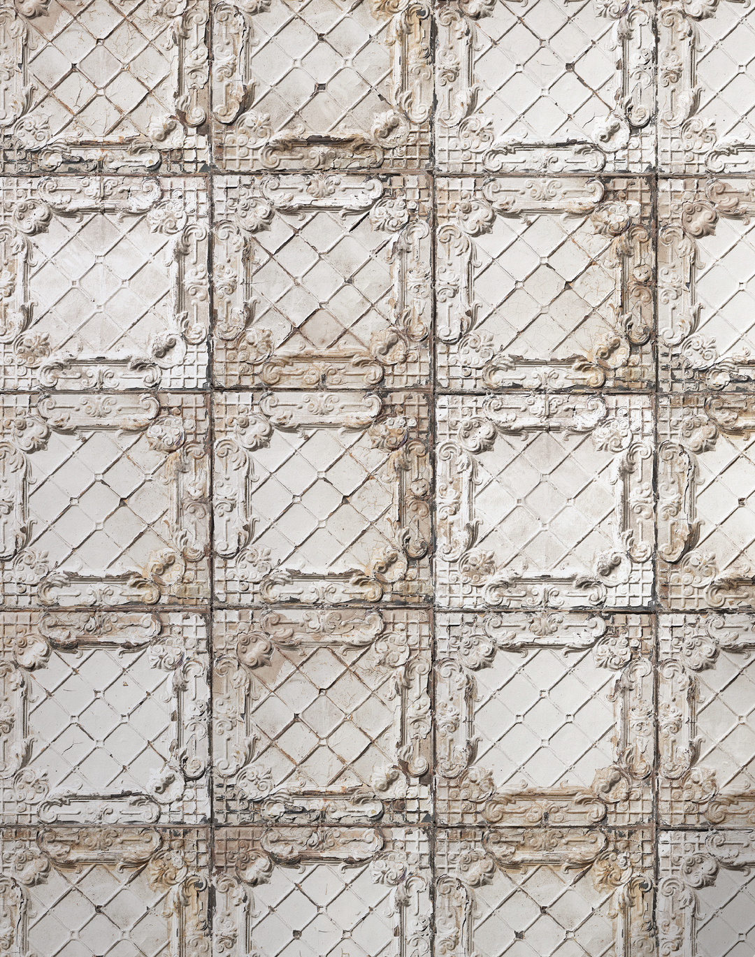 TIN-09 Large White Brooklyn Tins Wallpaper By Merci