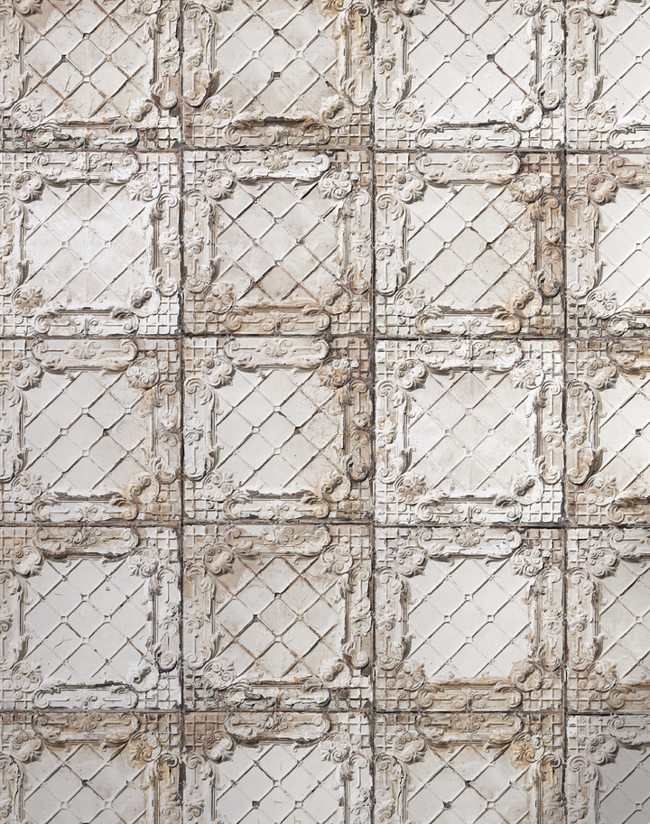 TIN-09 Large White Brooklyn Tins Wallpaper By Merci