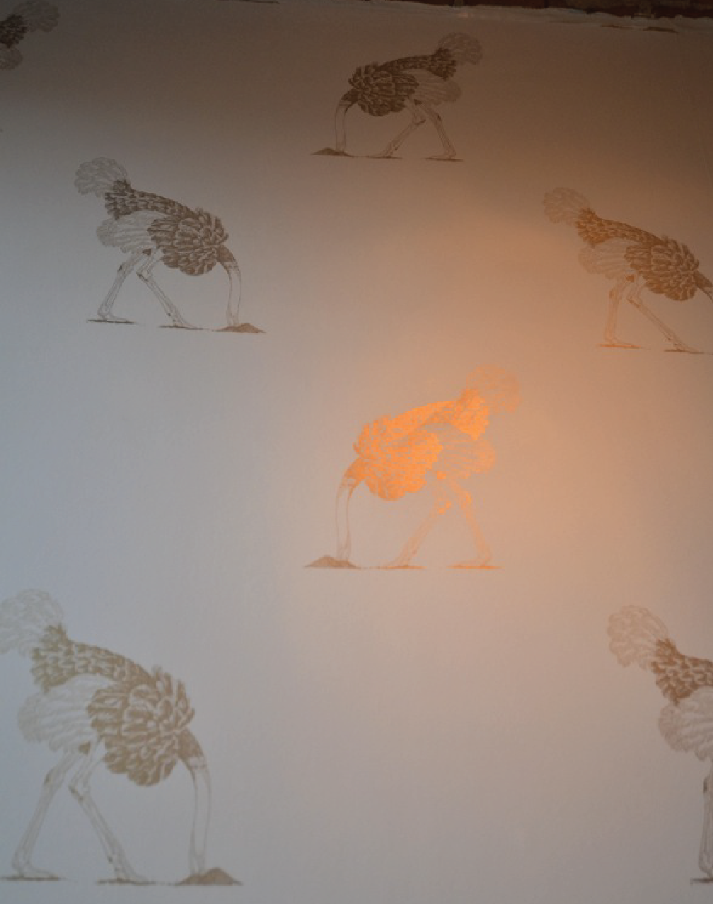 Ostrich Large, Gold Leaf on Bone