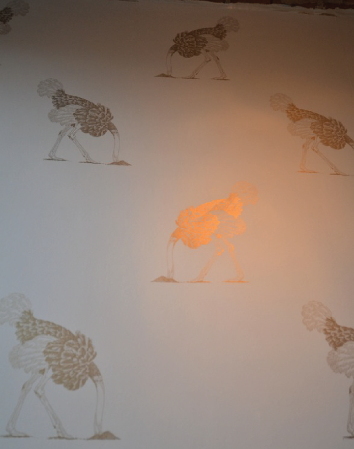 Ostrich Large, Gold Leaf on Bone