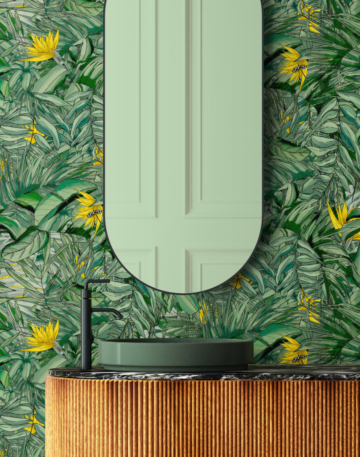 TROPICAL FOREST DARK GREEN & YELLOW