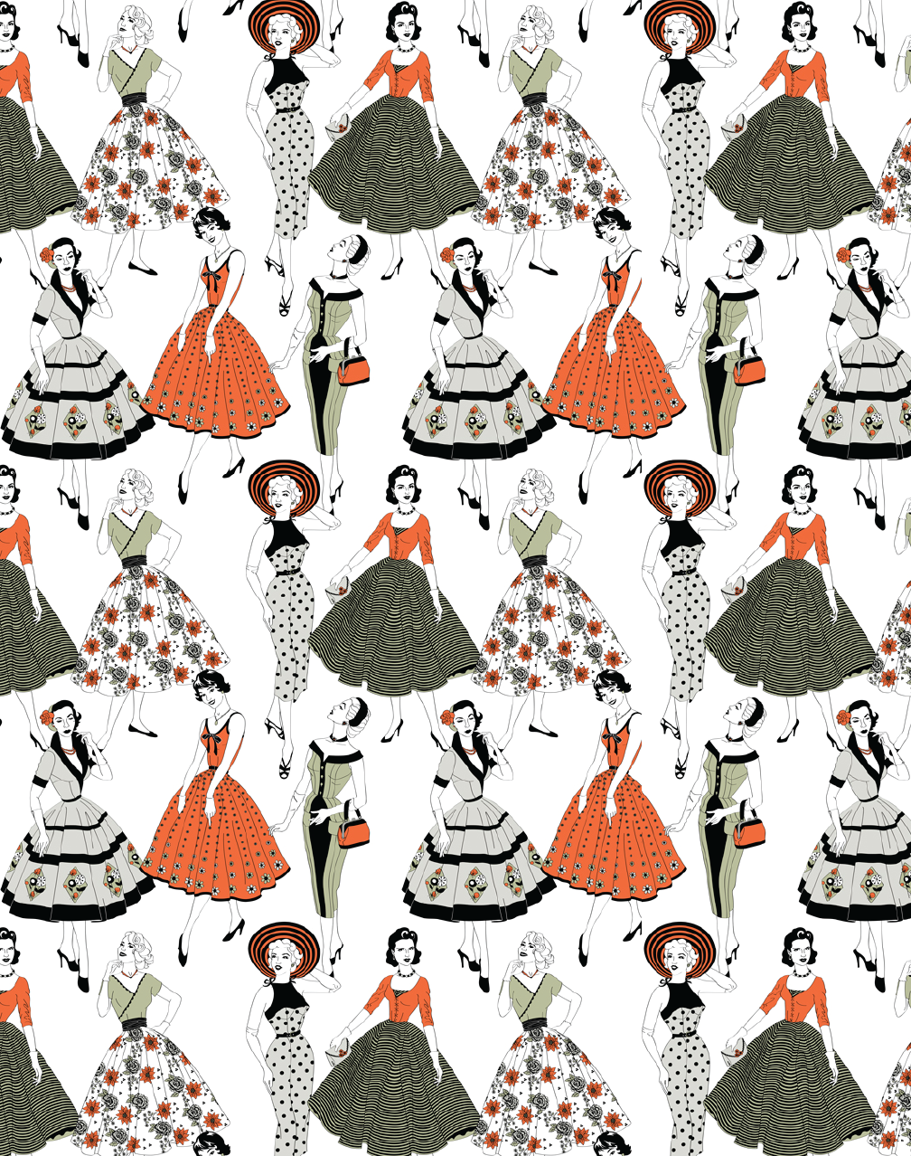 Vintage Dress Wallpaper, Color