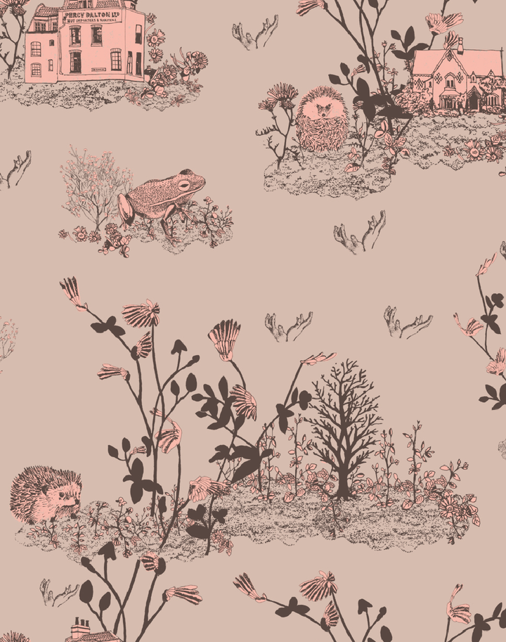Woodlands Wallpaper in Brown and Pink