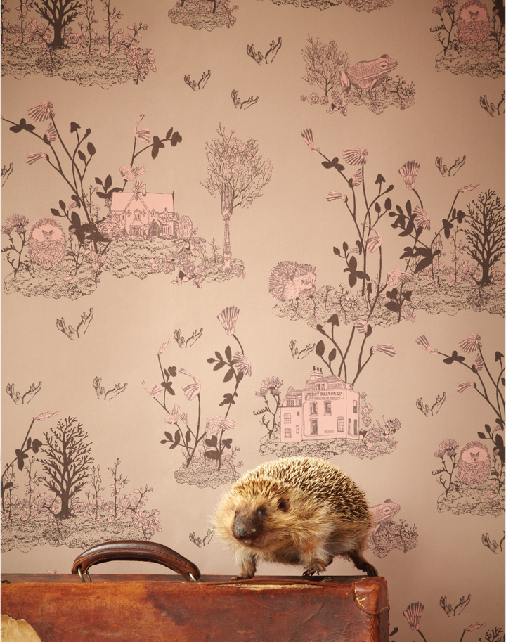 Woodlands Wallpaper in Brown and Pink