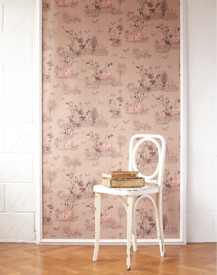 Woodlands Wallpaper in Brown and Pink