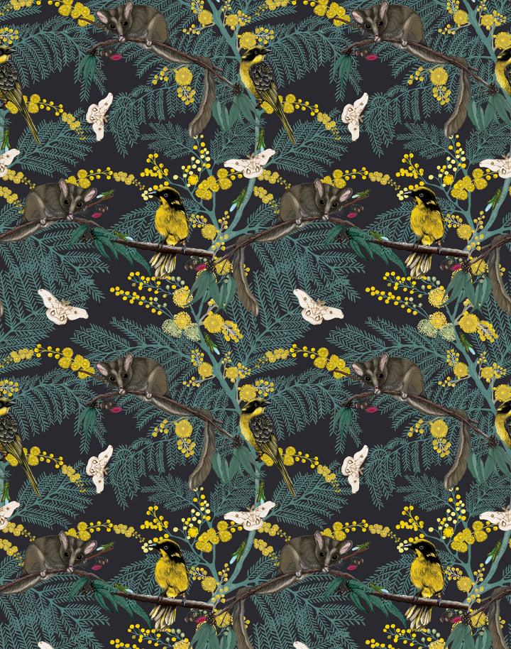 Leadbeater Forest, Yellow on Dark Grey