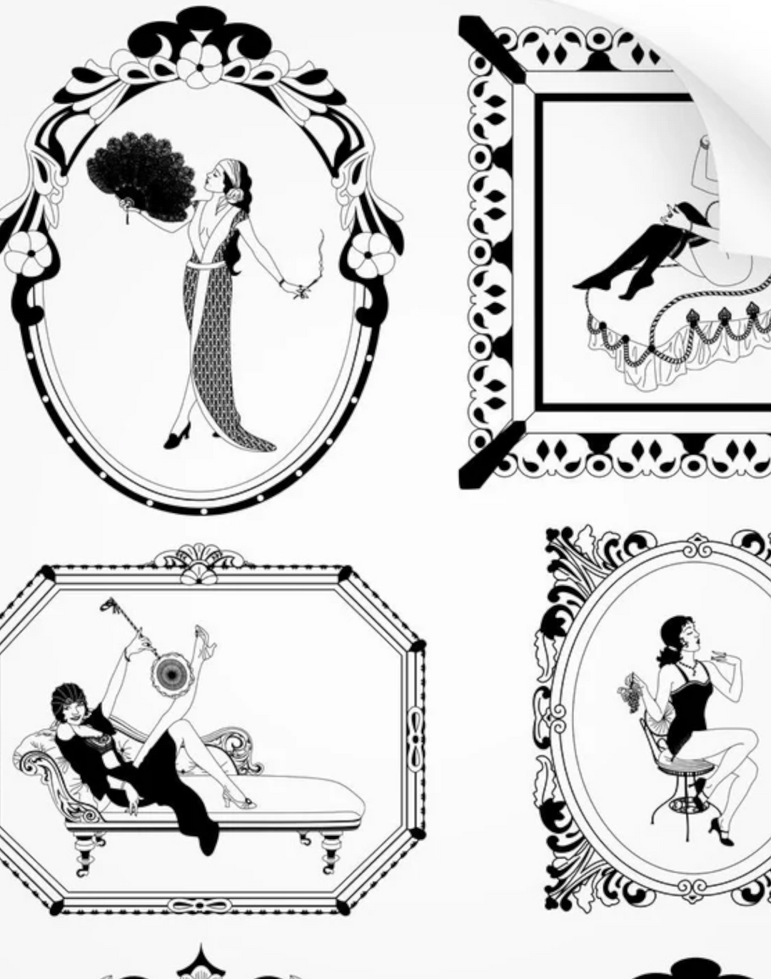 1920's Glamour Wallpaper, Black & White