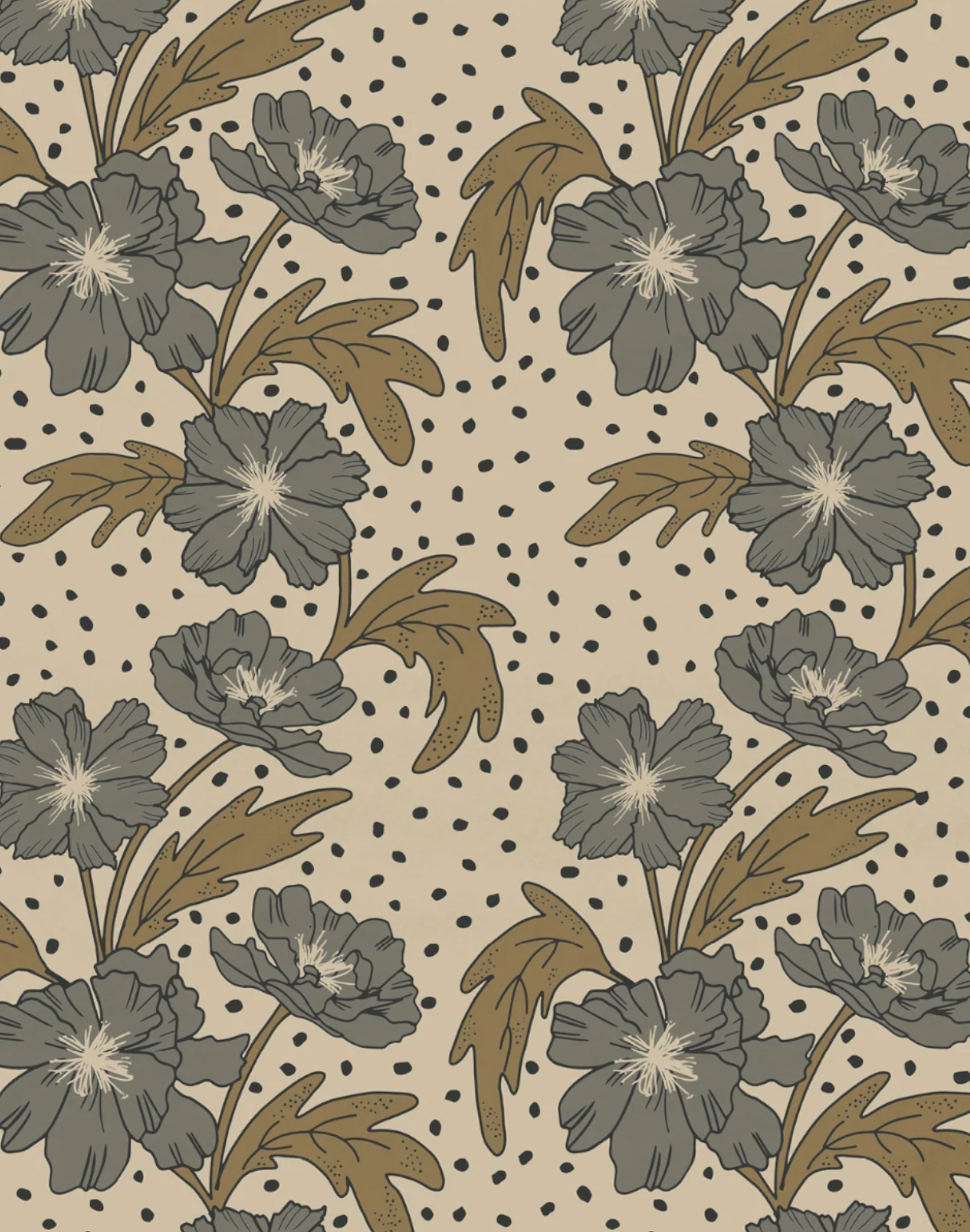 Azaela Pattern Azaleas, Oatmeal – The Pattern Collective