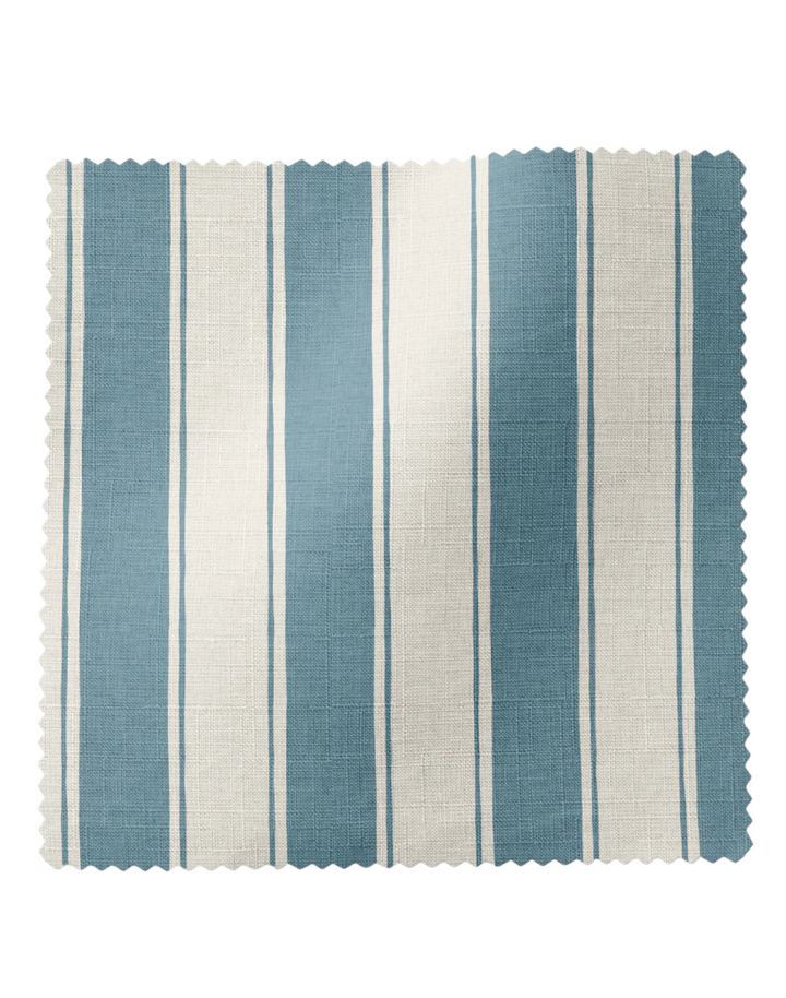 Balancing Act, Blue - Linen Fabric