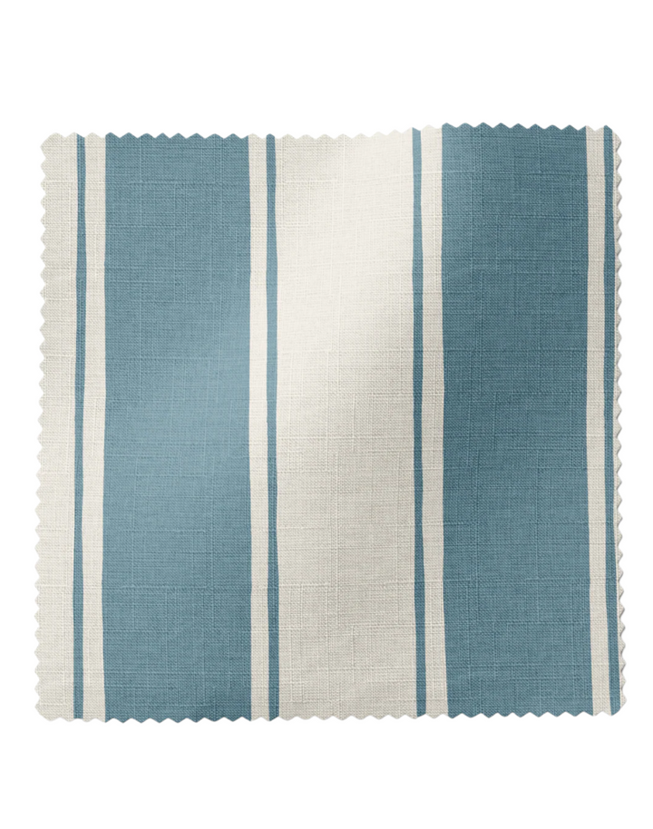 Balancing Act, Blue - Linen Fabric