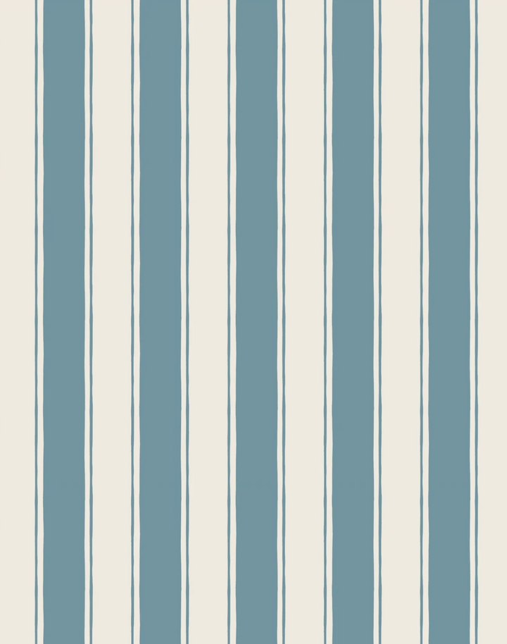 Balancing Act, Blue - Linen Fabric