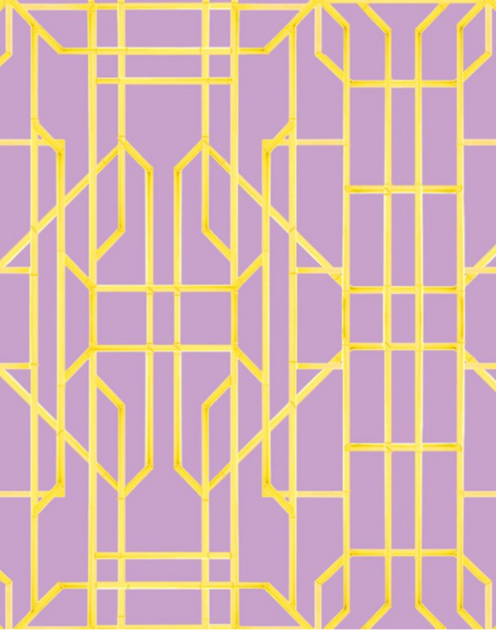 Bamboo Candy, Yellow on Lilac