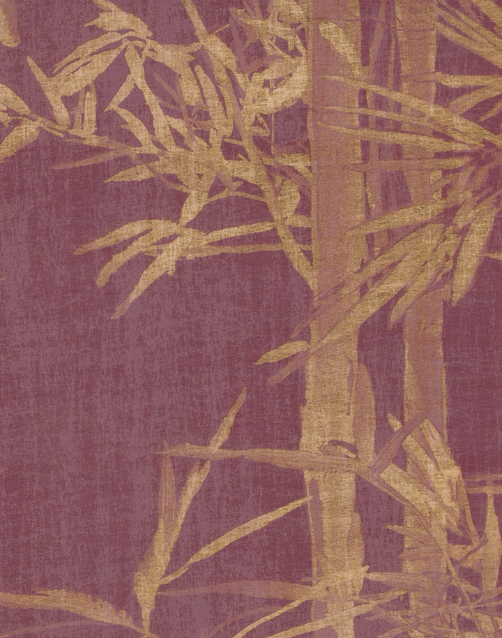 Bamboo Mural, Gold/Burgundy