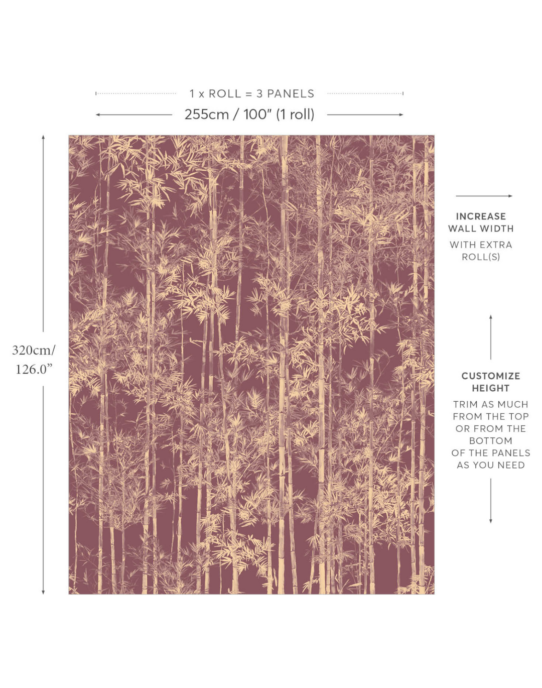 Bamboo Mural, Gold/Burgundy