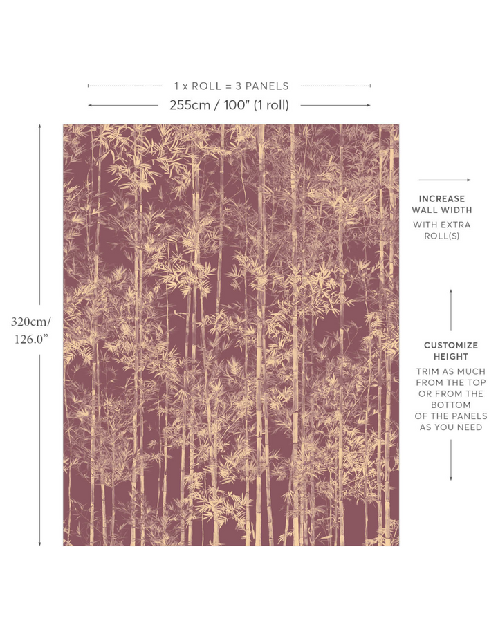 Bamboo Mural, Gold/Burgundy