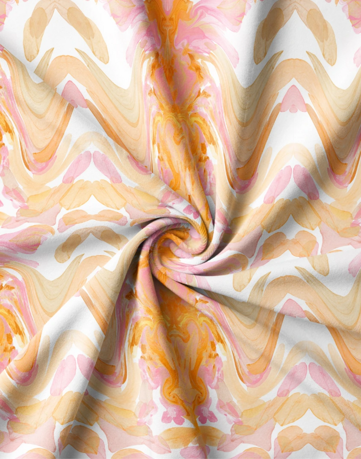 Bel Air Blossom, Apricot Velvet Fabric