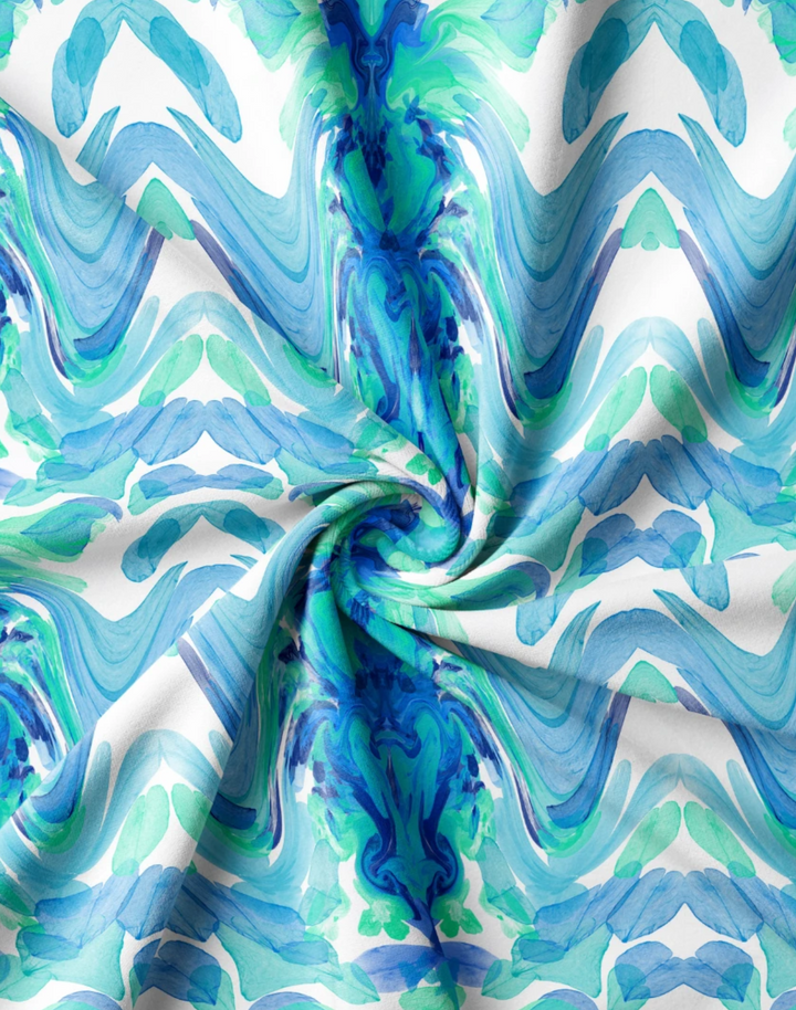 Bel Air Blossom, Azure Velvet Fabric