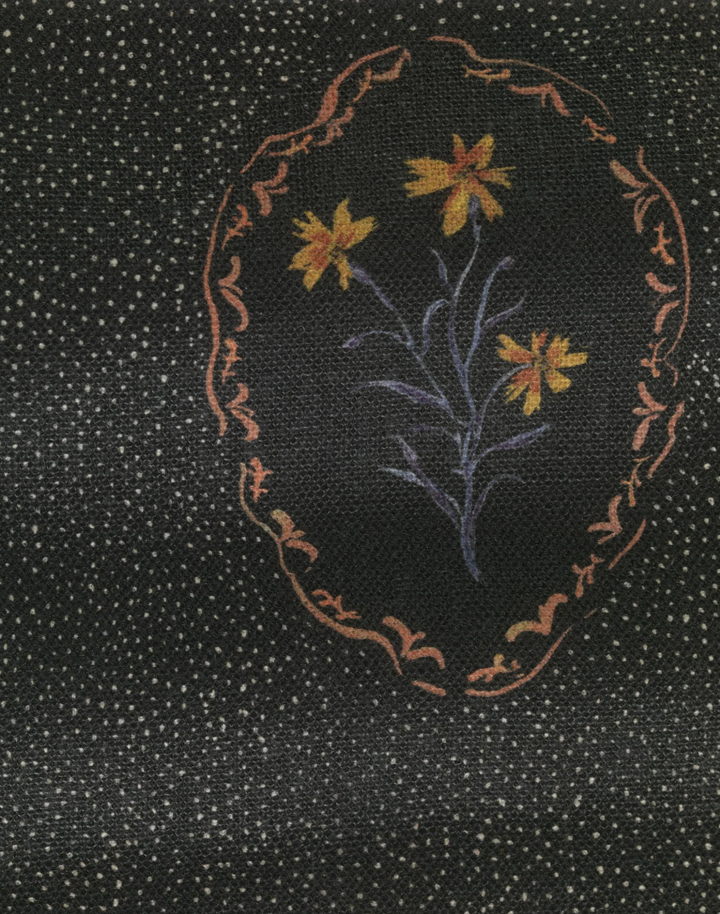 Bibury Sprig, Midnight - Linen Fabric