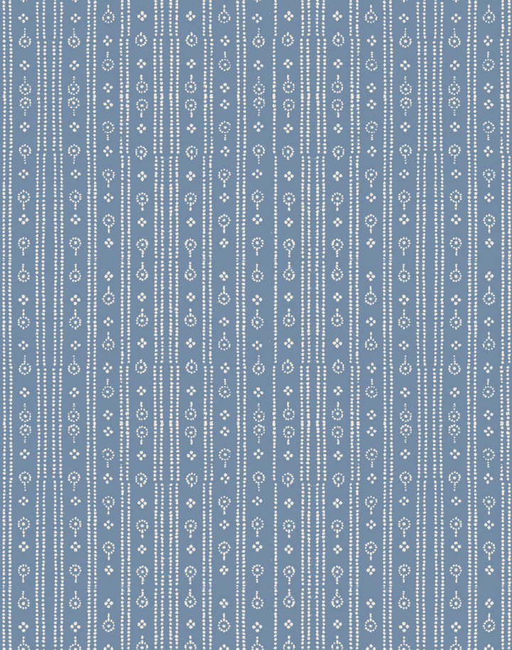 Birdlip Path, Day Blue - Linen Fabric