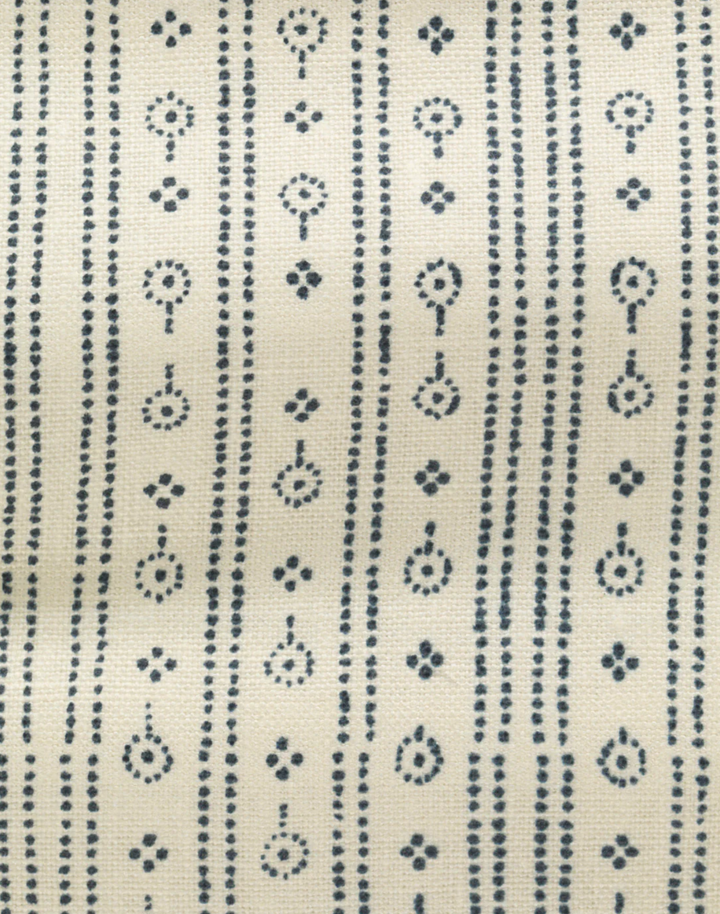 Birdlip Path, Ice Navy - Linen Fabric