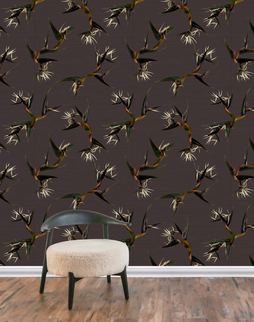 Bird of Paradise Nicolai Grasscloth, Ash