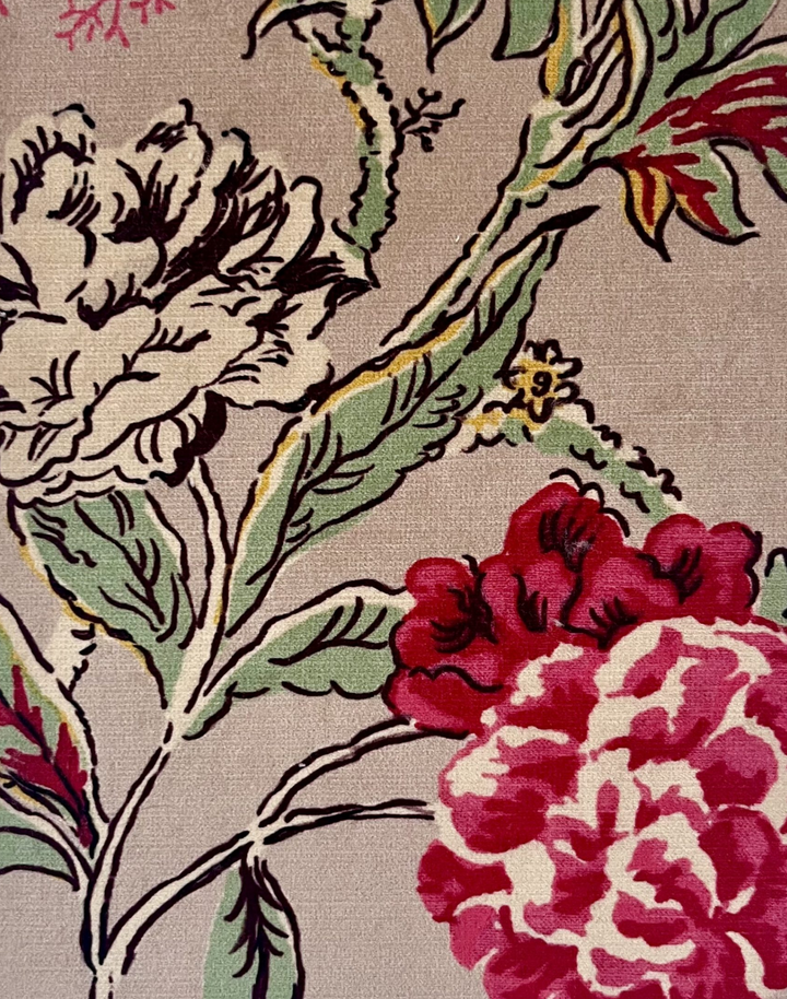 Bloomin Lovely, Coffee Cream - Velvet Fabric