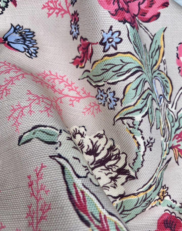 Bloomin Lovely, Coffee Cream - Linen Fabric