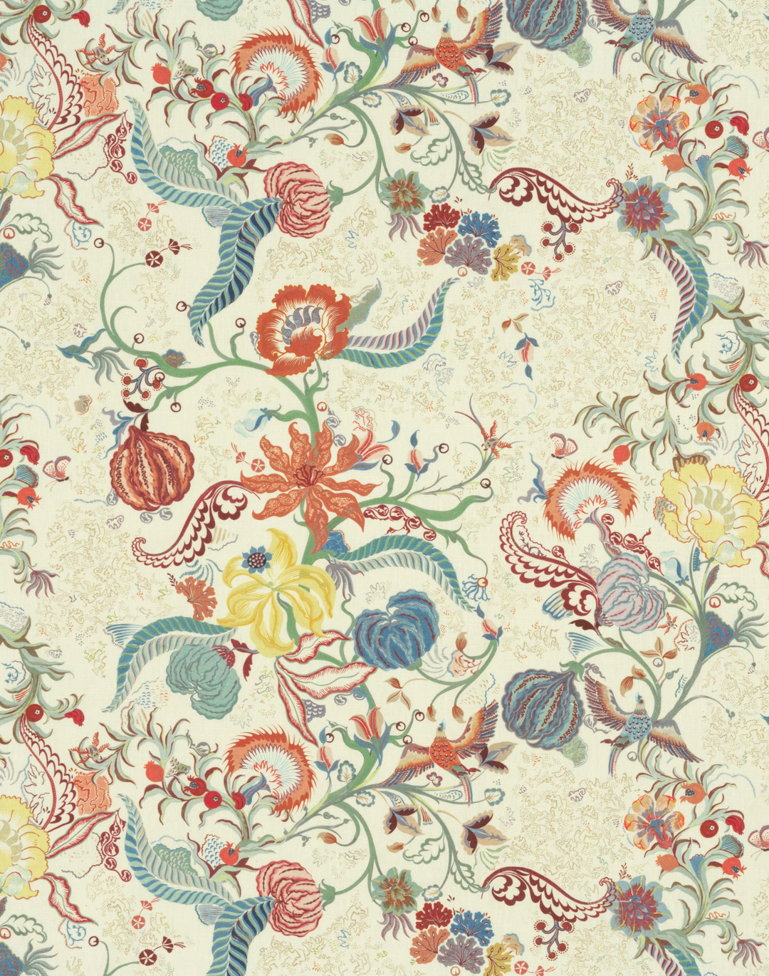 Chintz 21, Carmine Blue - Linen Fabric